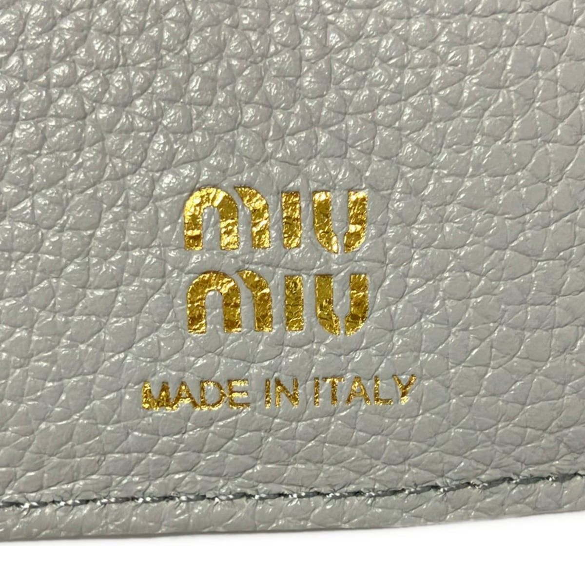 Miu Miu Trifold Wallet Light Blue Leather — view 5