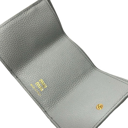 Miu Miu Trifold Wallet Light Blue Leather — view 3