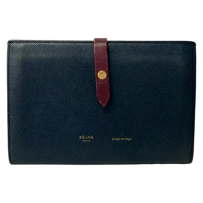 Celine Wallet Strap Large Multi Function Navy Bordeaux Leather