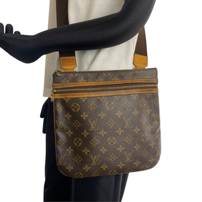 Louis Vuitton Monogram Pochette Bosphore Brown Leather Shoulder Bag — view 6