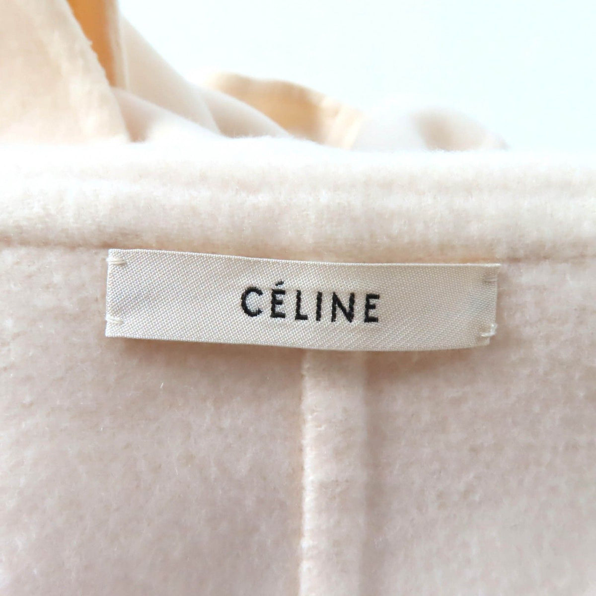 Celine 2 Cashmere 100% Egg Crombie Coat Ivory Hanger with Garment 40 — view 6