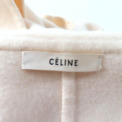 Celine 2 Cashmere 100% Egg Crombie Coat Ivory Hanger with Garment 40 — view 6