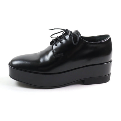 Prada Back Logo Platform Lace-up Leather Shoes Black — view 5