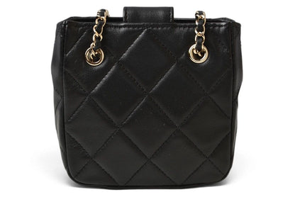 Chanel Chain Shoulder Bag Pochette Quilted Lambskin Black Gold — view 7