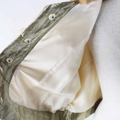 Louis Vuitton Wool 100% Lining Silk Collar Button Mink Jacket Ivory 36 — view 5