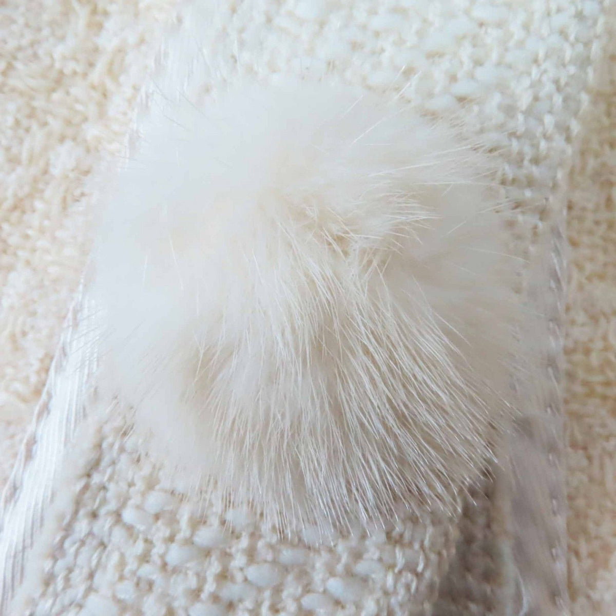 Louis Vuitton Wool 100% Lining Silk Collar Button Mink Jacket Ivory 36 — view 7