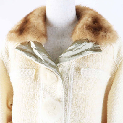 Louis Vuitton Wool 100% Lining Silk Collar Button Mink Jacket Ivory 36 — view 2