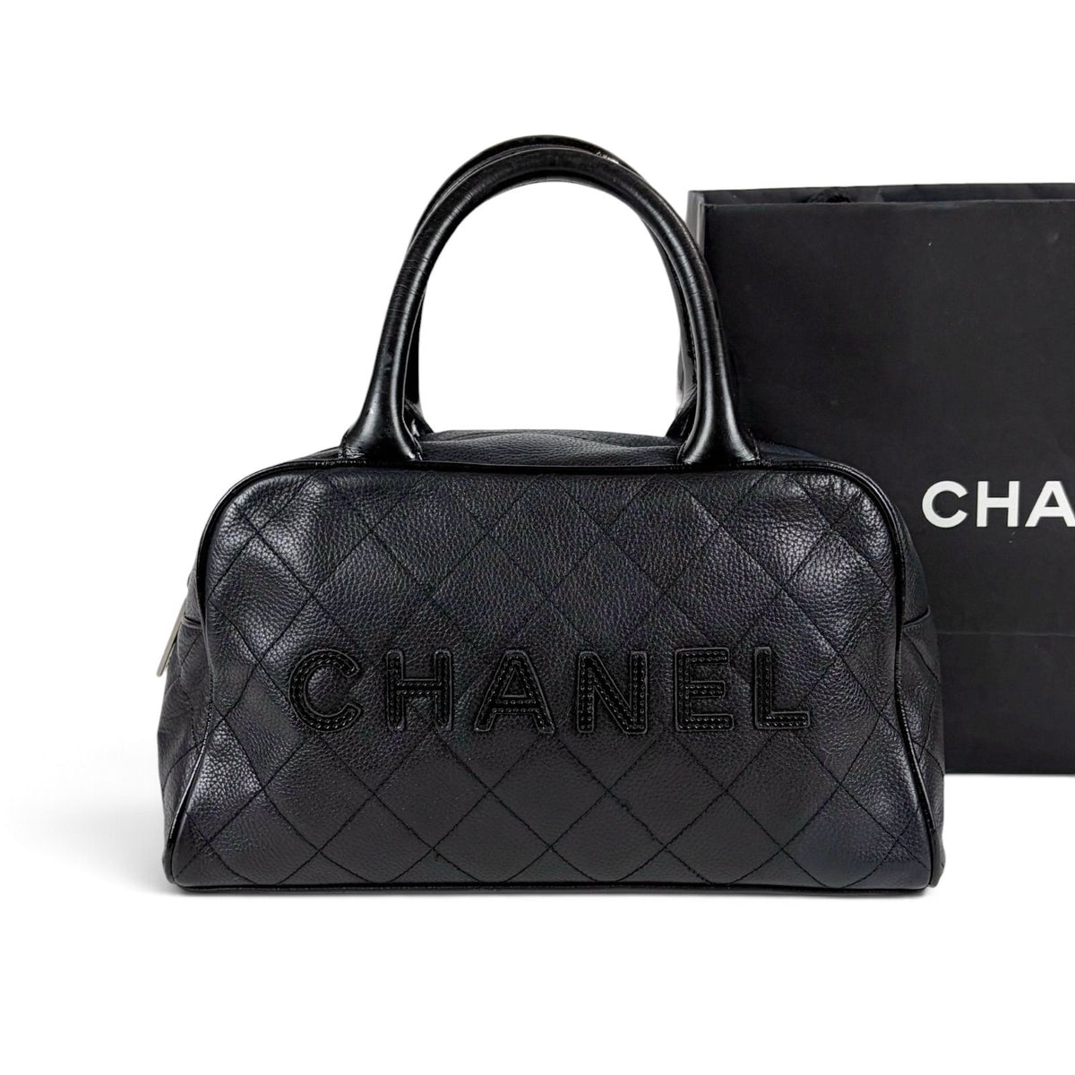 Chanel Quilted Caviar Leather Mini Boston Bag