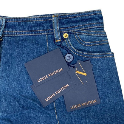 Louis Vuitton Denim Shorts Monogram Patch Cotton Elastane Blue — view 2