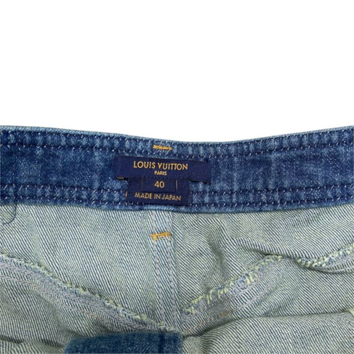 Louis Vuitton Denim Shorts Monogram Patch Cotton Elastane Blue — view 6