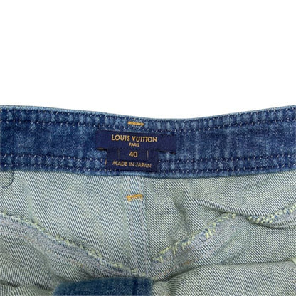 Louis Vuitton Denim Shorts Monogram Patch Cotton Elastane Blue — view 6