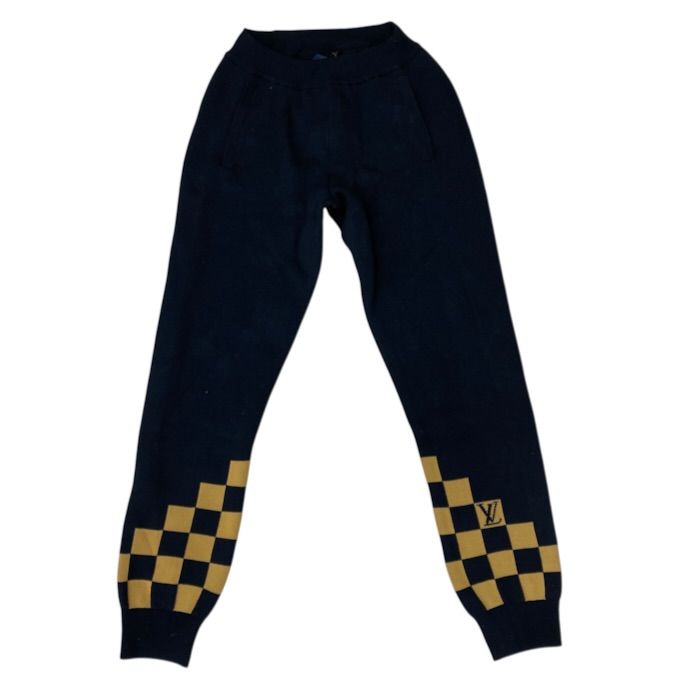 Louis Vuitton Jogger Pants Knit Damier Checkerboard Wool Cashmere Black