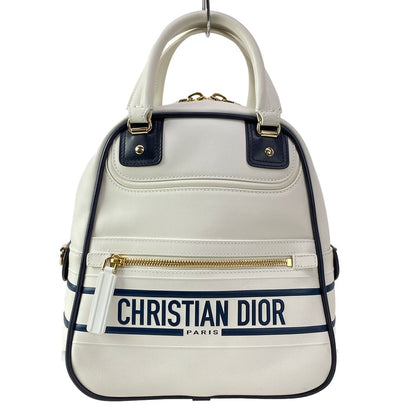 Dior Vertical Bowling Bag White Navy Vibe Leather