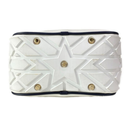 Dior Vertical Bowling Bag White Navy Vibe Leather — view 5