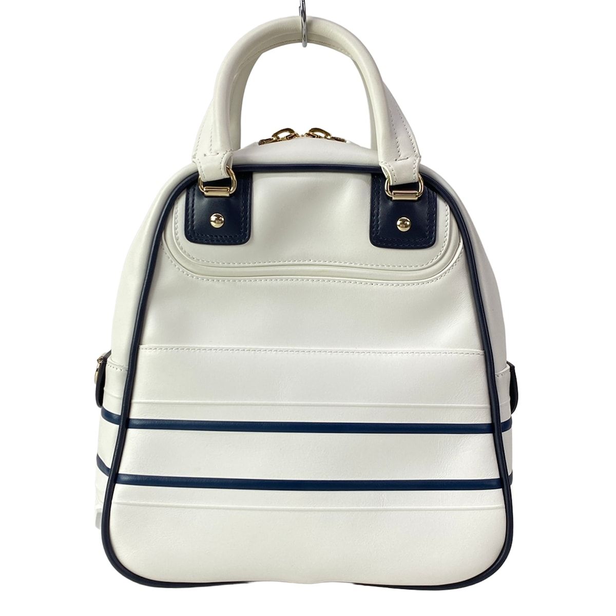 Dior Vertical Bowling Bag White Navy Vibe Leather — view 3