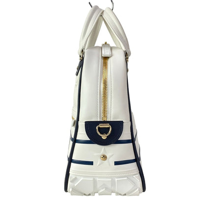 Dior Vertical Bowling Bag White Navy Vibe Leather — view 4