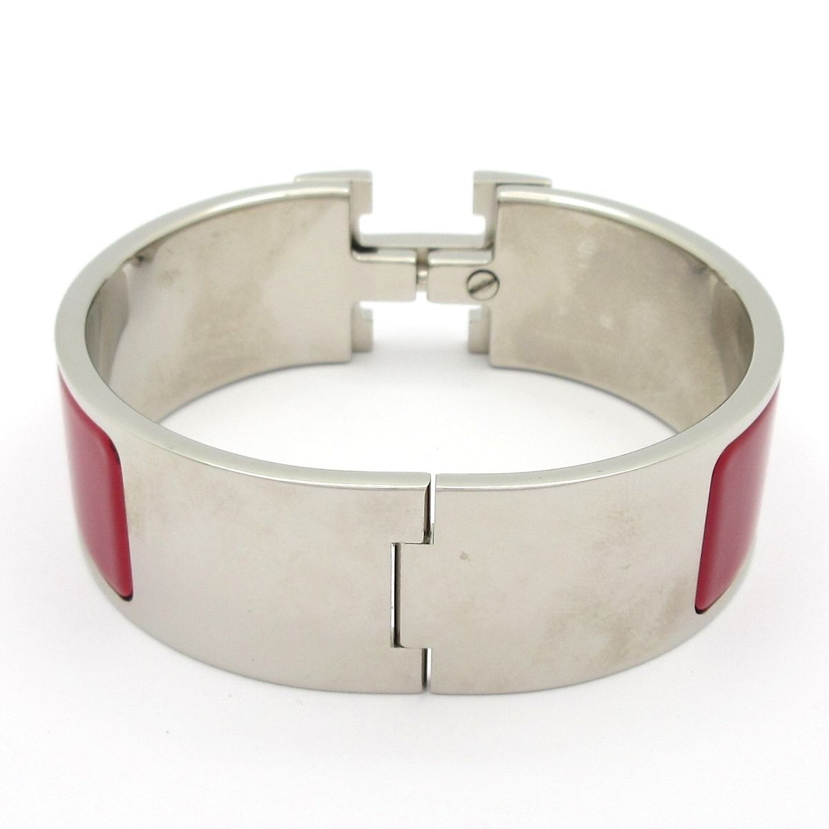Hermes Bangle Clic Clac H Silver Red Bracelet — view 3