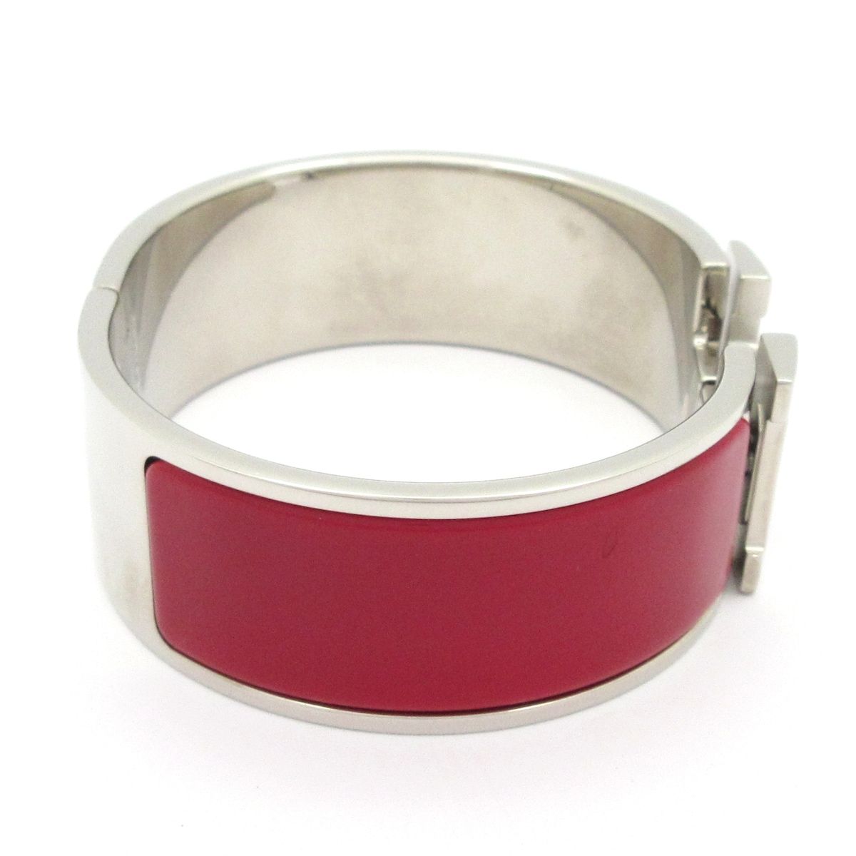 Hermes Bangle Clic Clac H Silver Red Bracelet — view 2