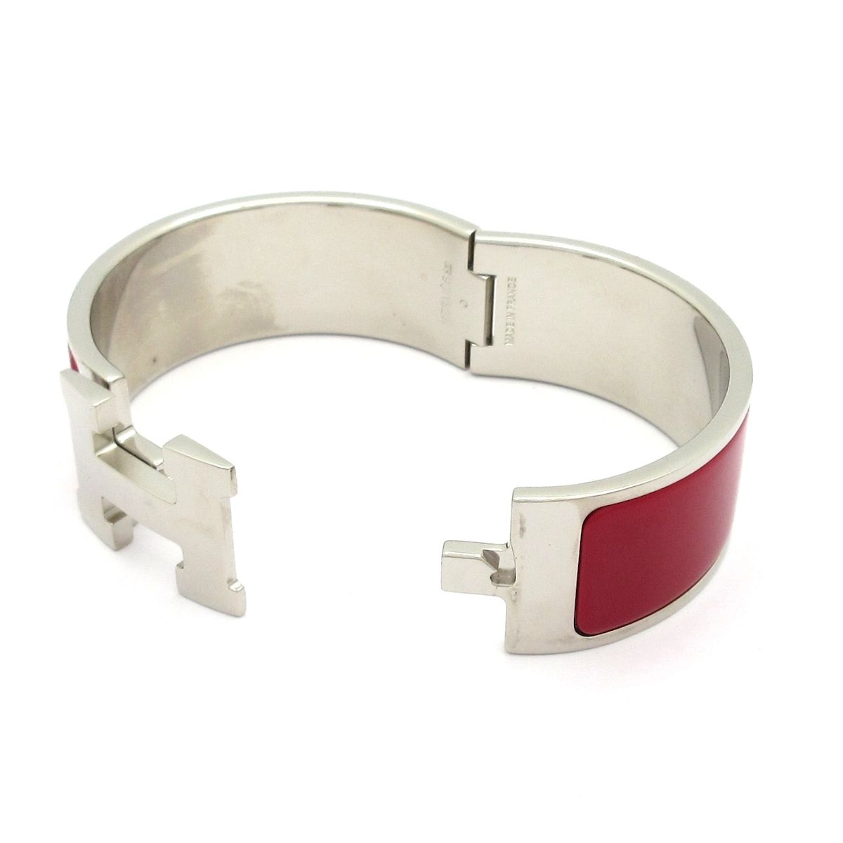 Hermes Bangle Clic Clac H Silver Red Bracelet — view 5