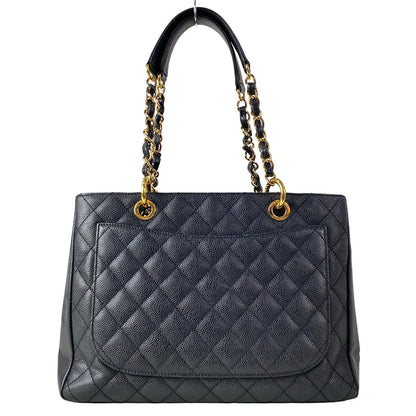 Chanel Tote Bag Reprint Chain Black CC Logo Gold — view 3