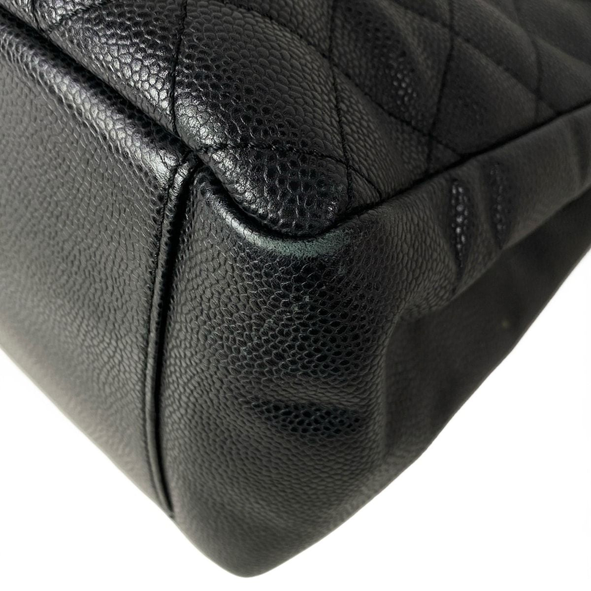 Chanel Tote Bag Reprint Chain Black CC Logo Gold — view 6