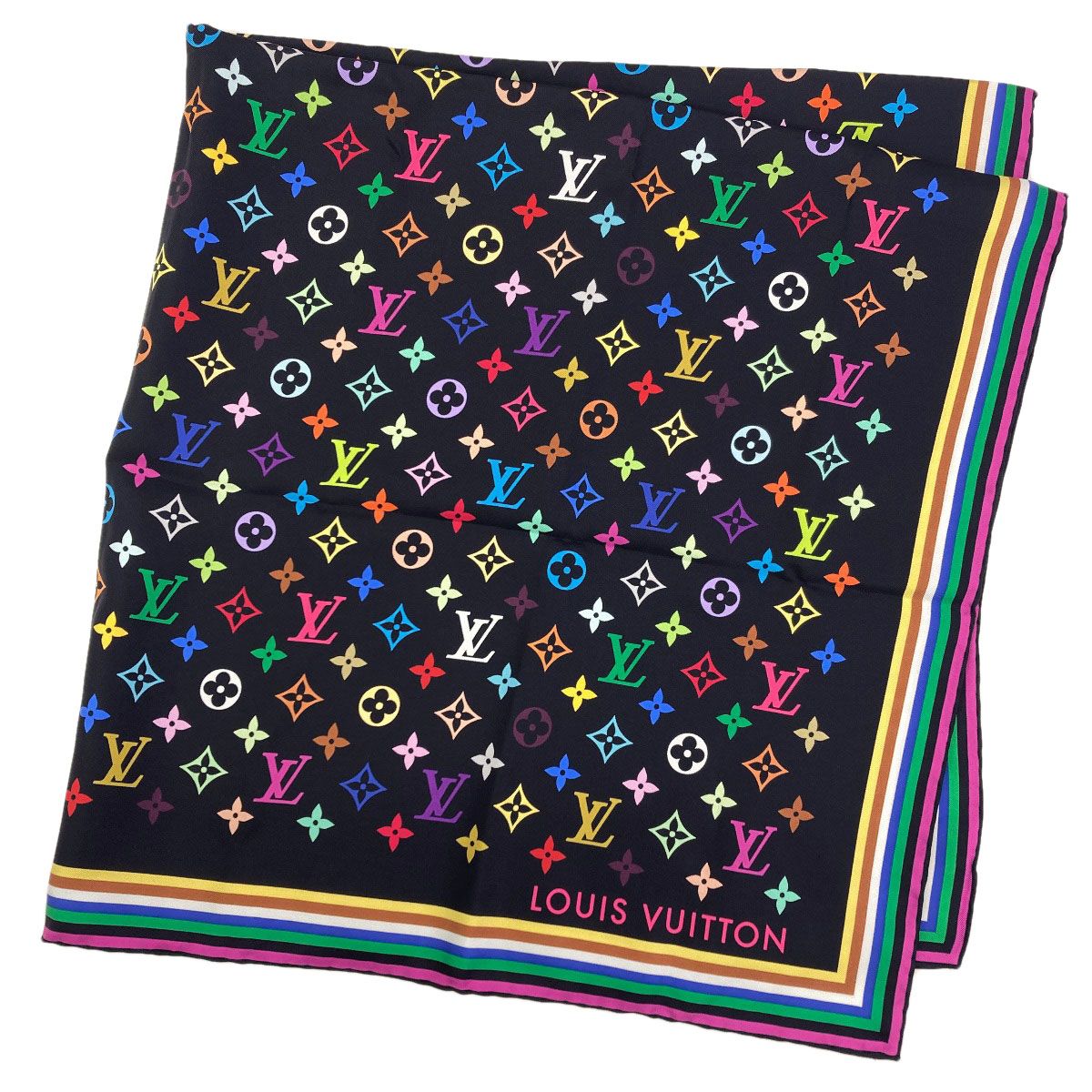 Louis Vuitton I Love Monogram Takashi Murakami Collaboration Scarf Silk