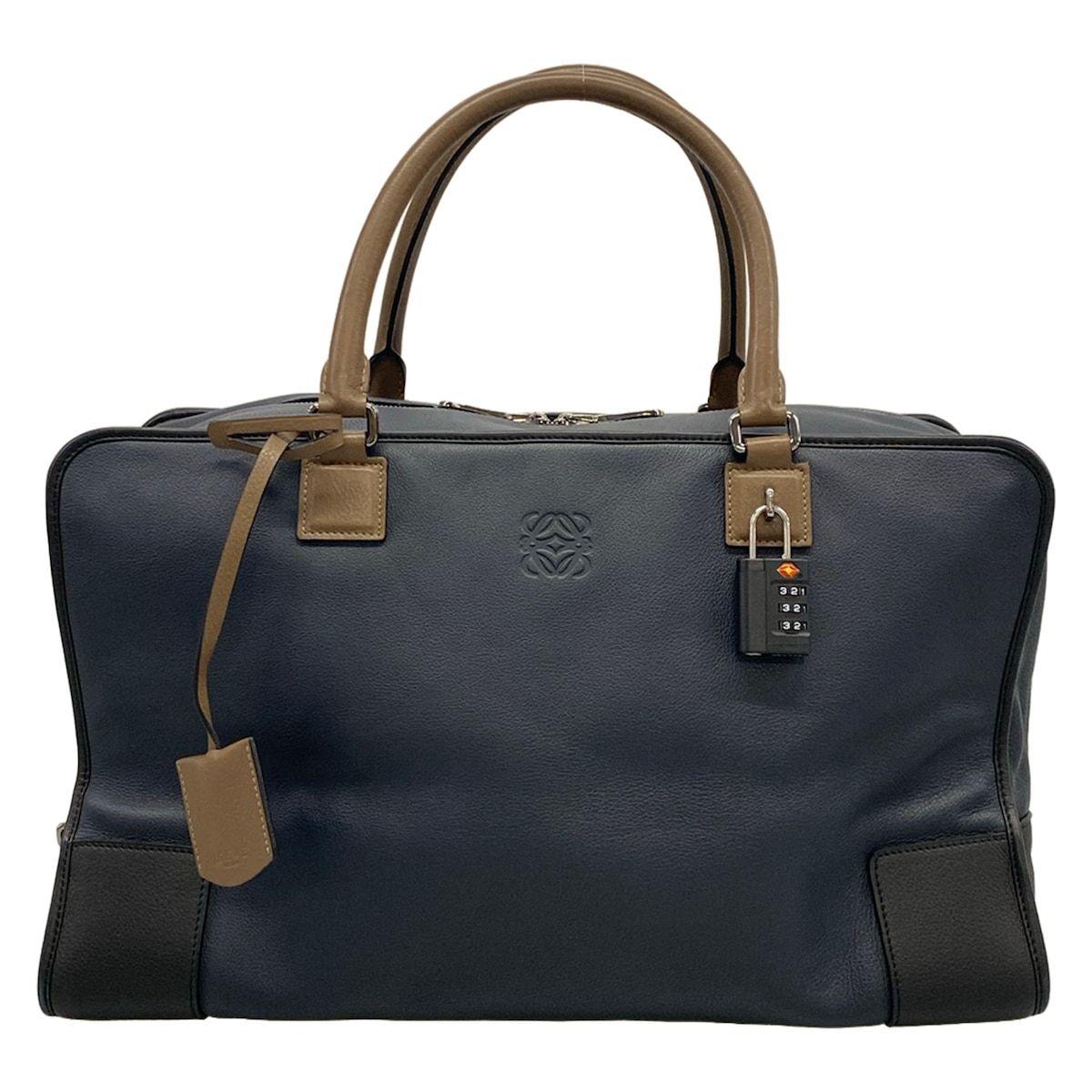 Loewe Boston Bag Amazona 44 Dark Navy Black Brown Leather