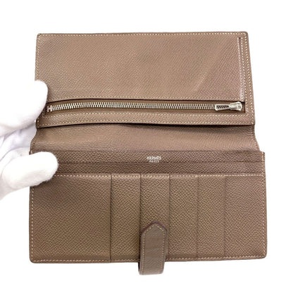 Hermes Bearn Soufflet Silver Wallet Epsom — view 4