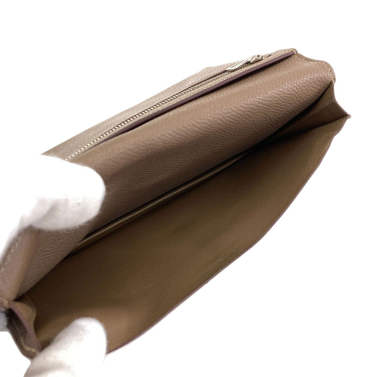Hermes Bearn Soufflet Silver Wallet Epsom — view 5