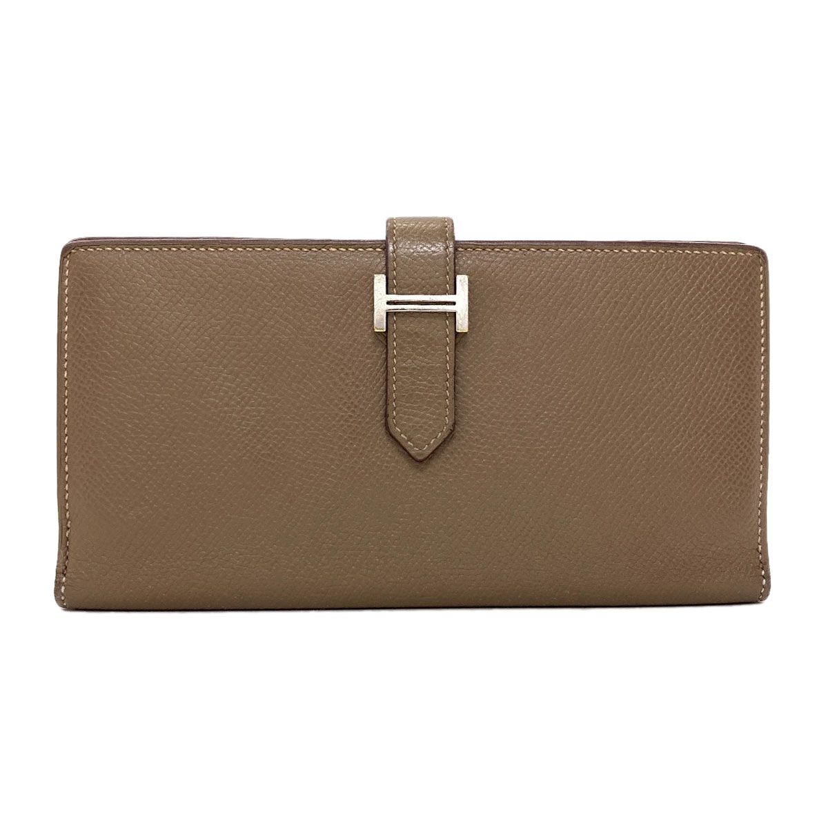 Hermes Bearn Soufflet Silver Wallet Epsom