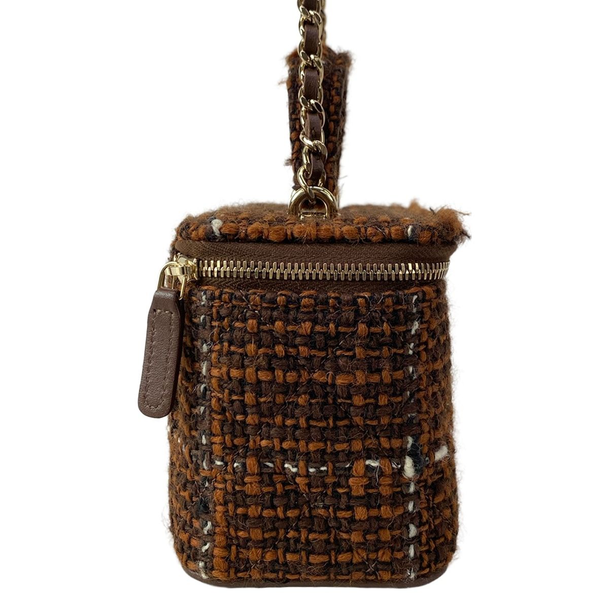 Chanel Vanity Bag Quilted Brown Dark White 2-Way Chain Shoulder Gold — view 2