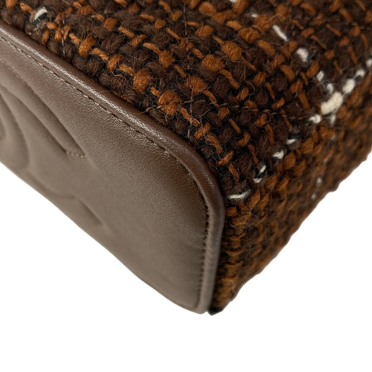 Chanel Vanity Bag Quilted Brown Dark White 2-Way Chain Shoulder Gold — view 6