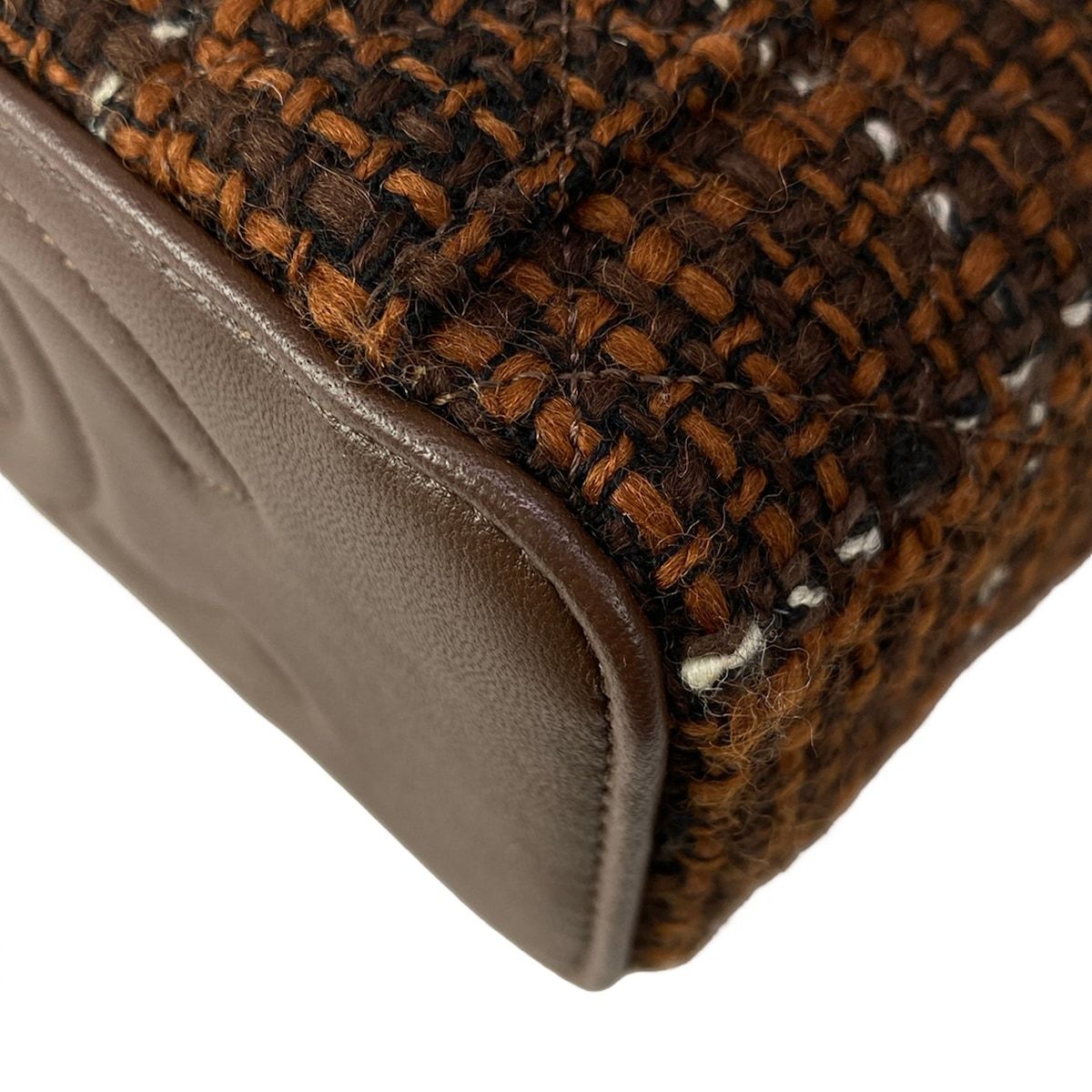 Chanel Vanity Bag Quilted Brown Dark White 2-Way Chain Shoulder Gold — view 8