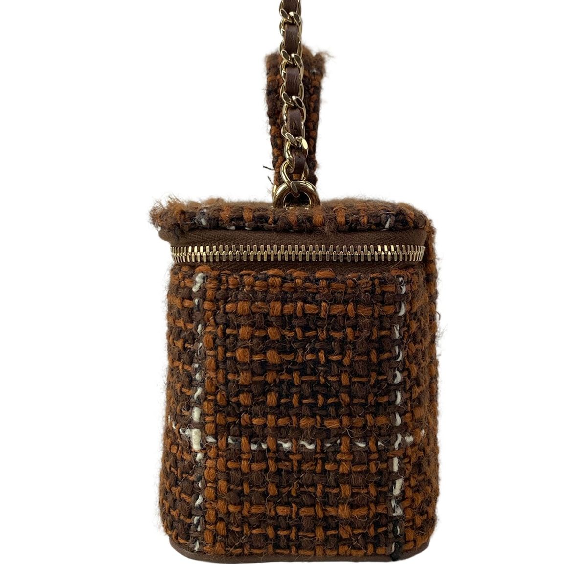 Chanel Vanity Bag Quilted Brown Dark White 2-Way Chain Shoulder Gold — view 4