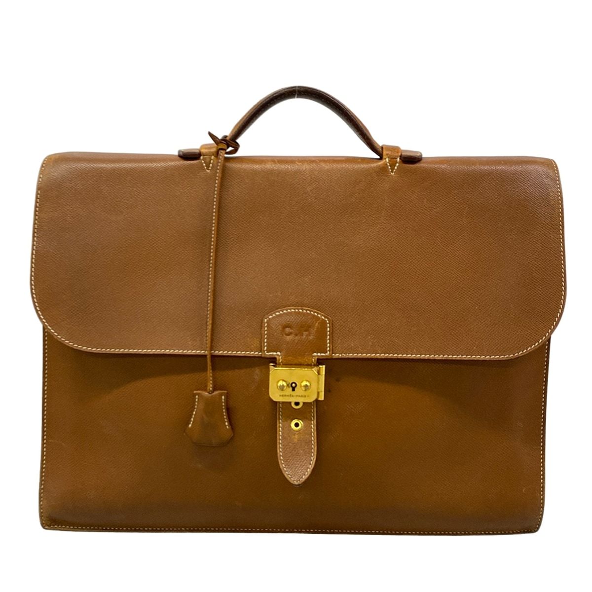 Hermes Business Bag Sac Depeche Brown Leather
