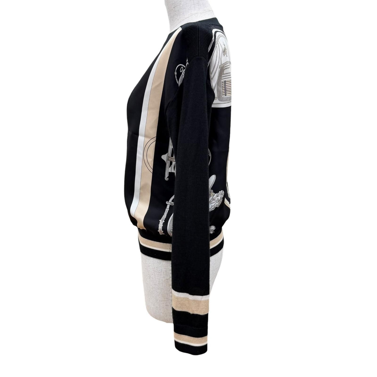 Hermes Ex-Libris Silk Cashmere Twillaine Long Sleeve Knit Black Sweater 34 — view 3