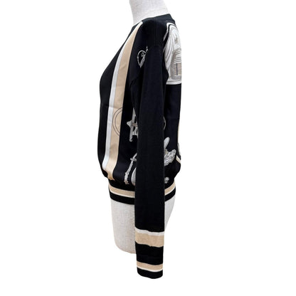 Hermes Ex-Libris Silk Cashmere Twillaine Long Sleeve Knit Black Sweater 34 — view 3