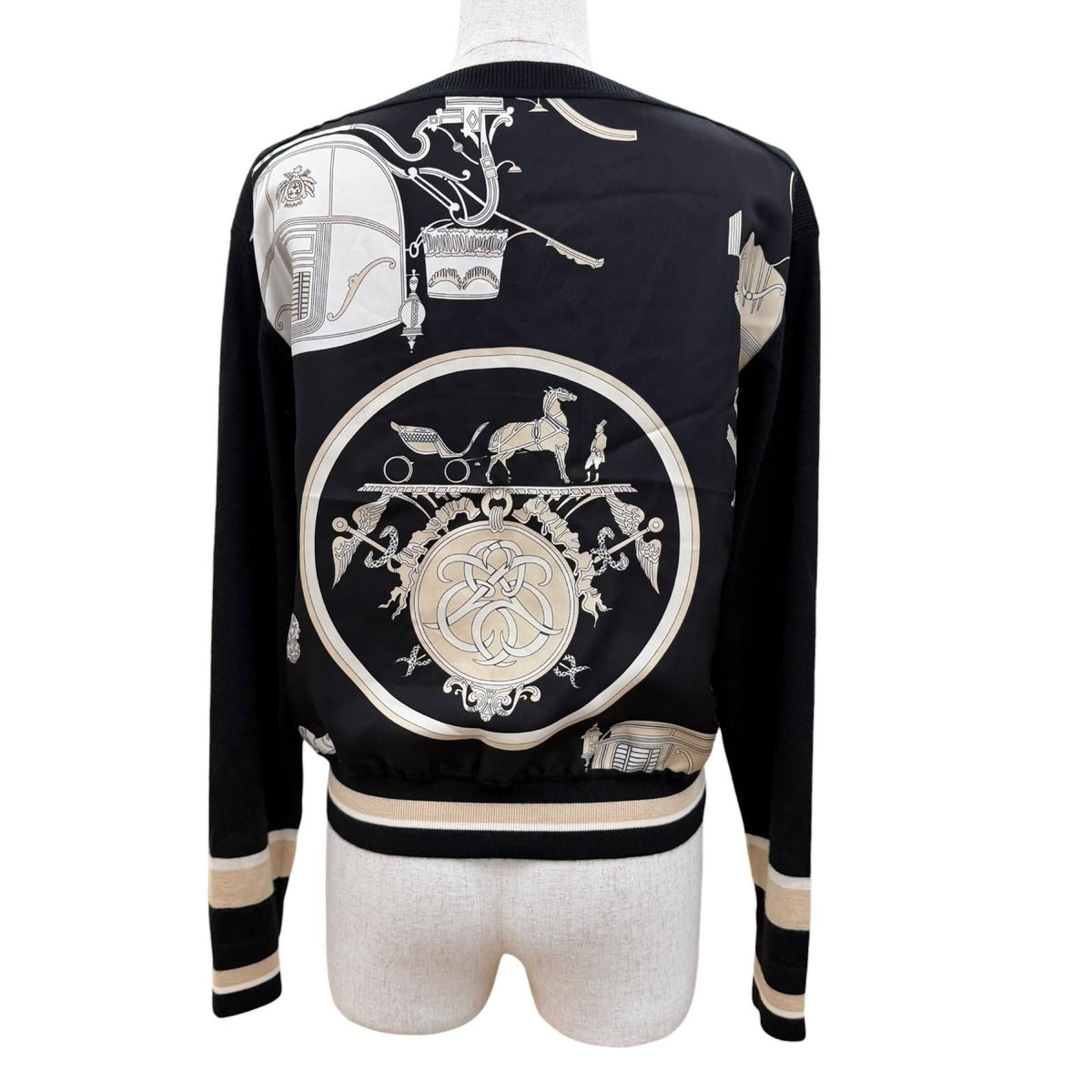 Hermes Ex-Libris Silk Cashmere Twillaine Long Sleeve Knit Black Sweater 34 — view 4