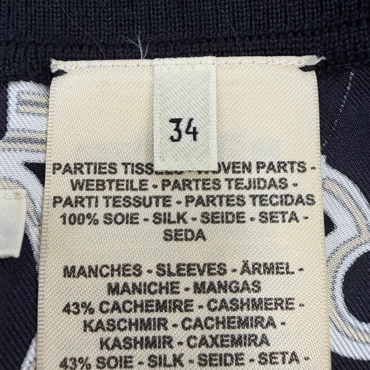 Hermes Ex-Libris Silk Cashmere Twillaine Long Sleeve Knit Black Sweater 34 — view 7