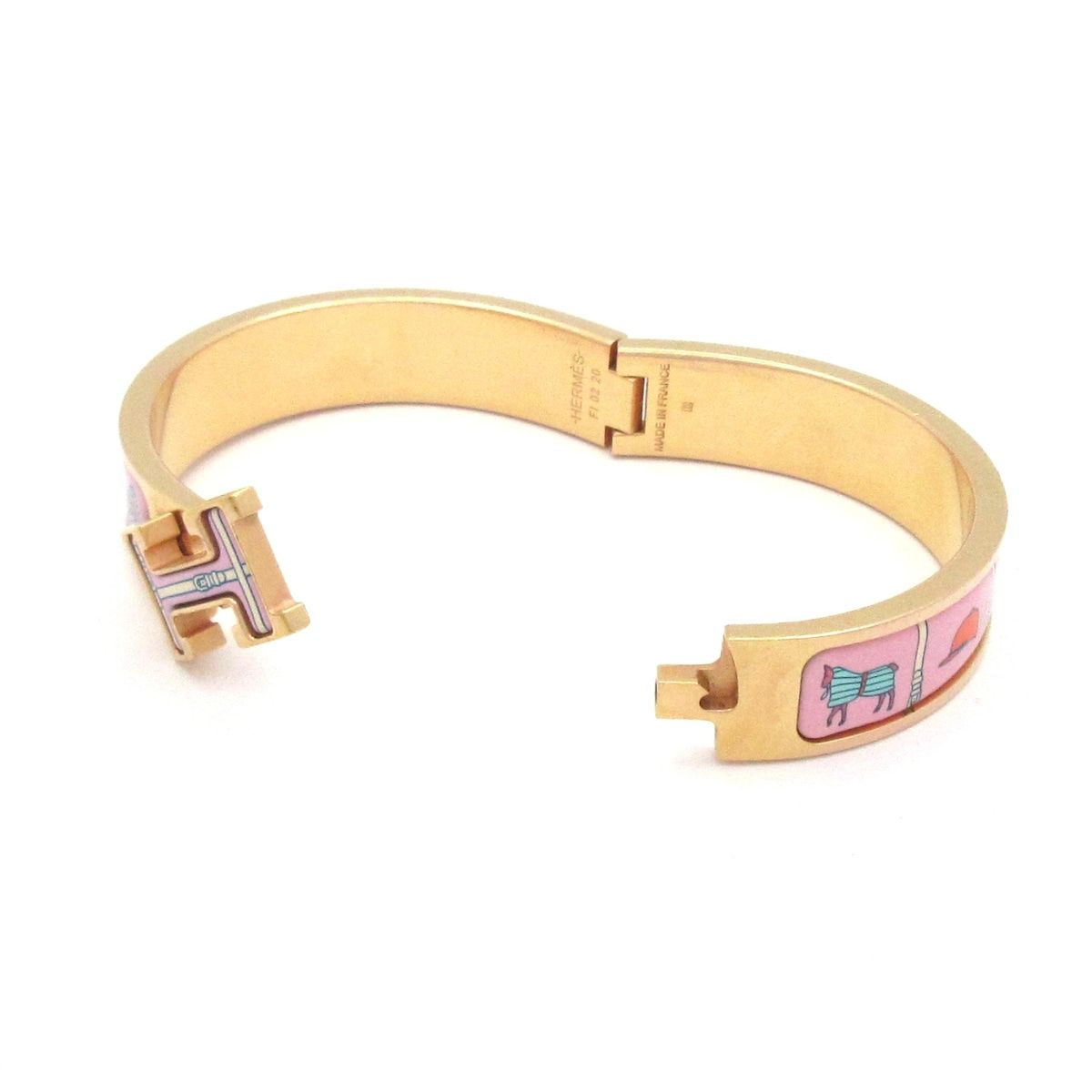 Hermes Bangle Clic Clac Gold Pink Bracelet — view 5