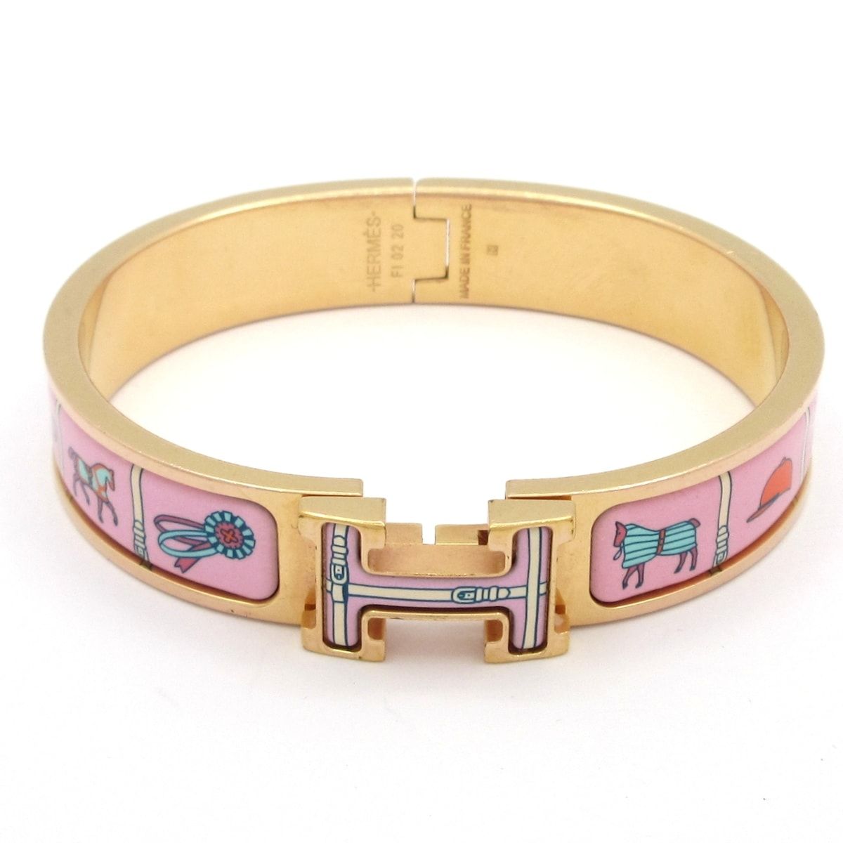 Hermes Bangle Clic Clac Gold Pink Bracelet