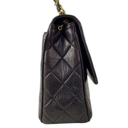 Chanel Shoulder Bag Quilted Black Chain Gold Lambskin — view 2