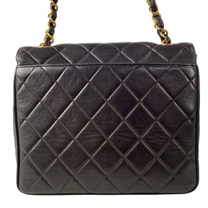 Chanel Shoulder Bag Quilted Black Chain Gold Lambskin — view 3