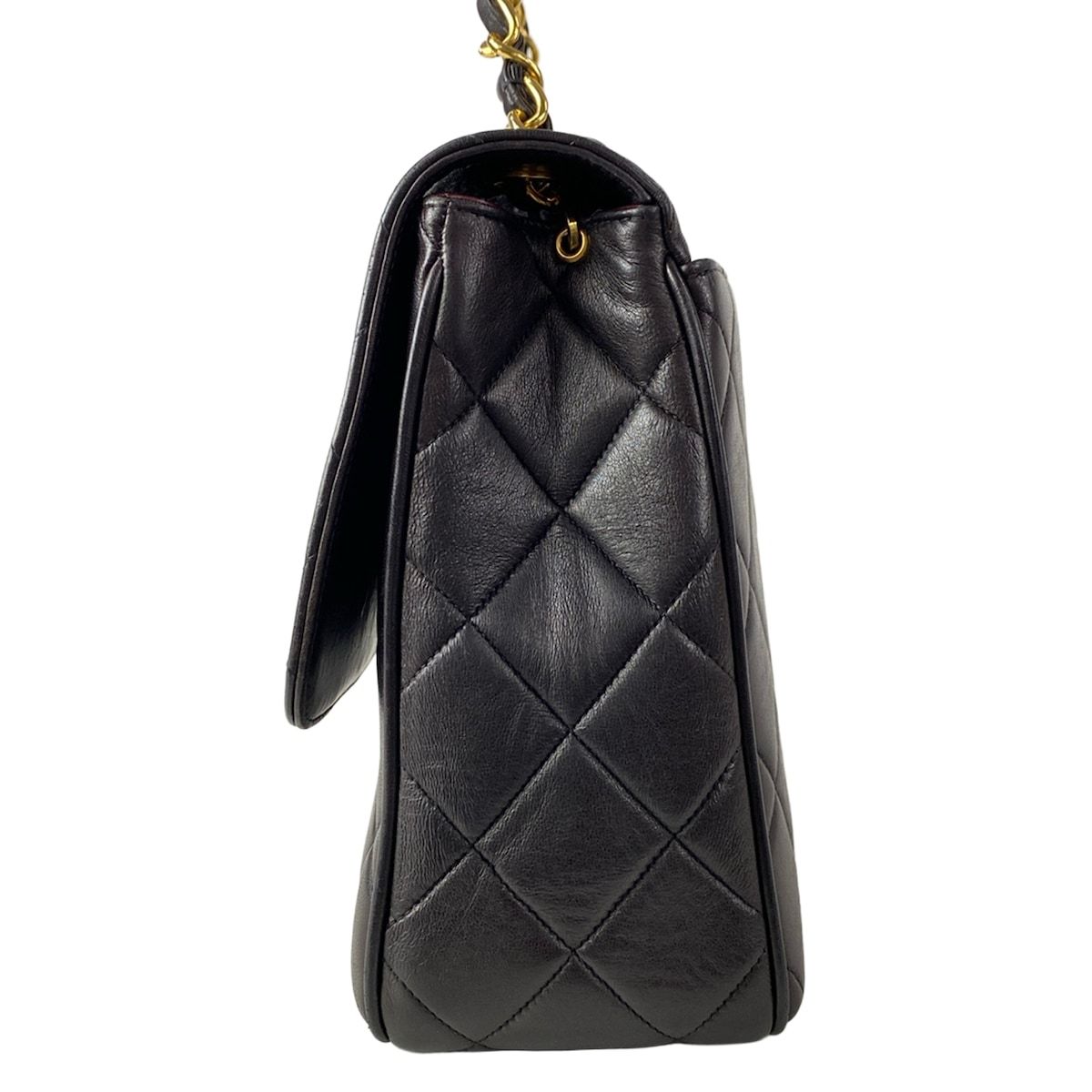 Chanel Shoulder Bag Quilted Black Chain Gold Lambskin — view 4