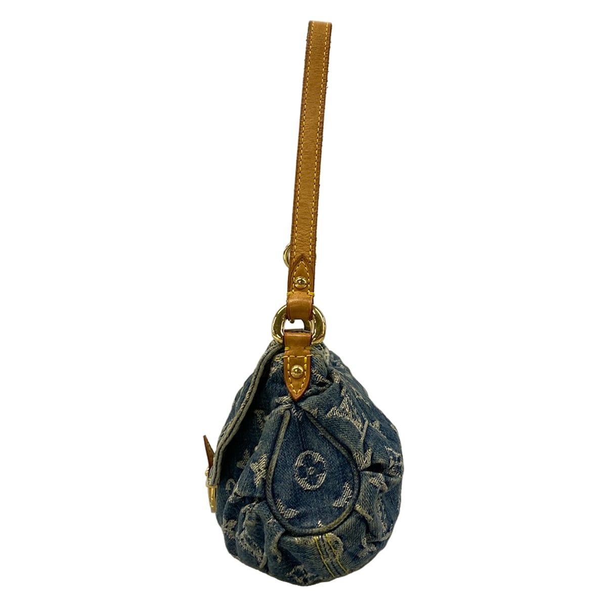 Louis Vuitton Shoulder Bag Monogram Denim Mini Pleaty Blue Cotton — view 4