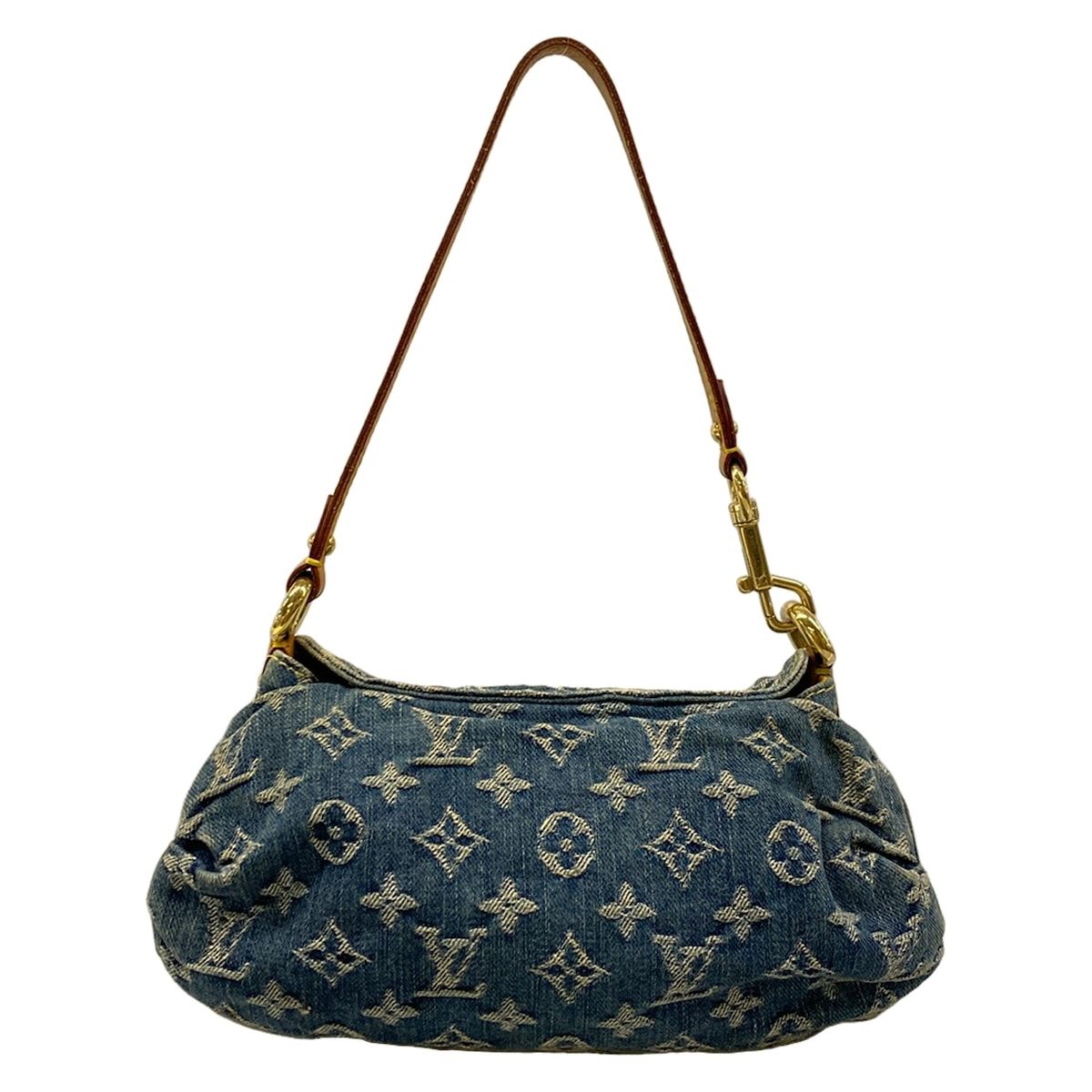Louis Vuitton Shoulder Bag Monogram Denim Mini Pleaty Blue Cotton — view 3