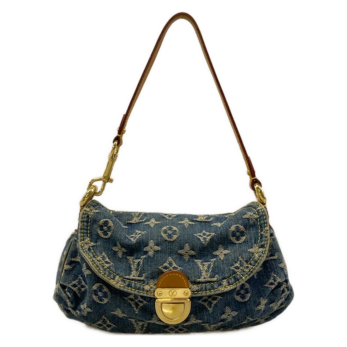 Louis Vuitton Shoulder Bag Monogram Denim Mini Pleaty Blue Cotton