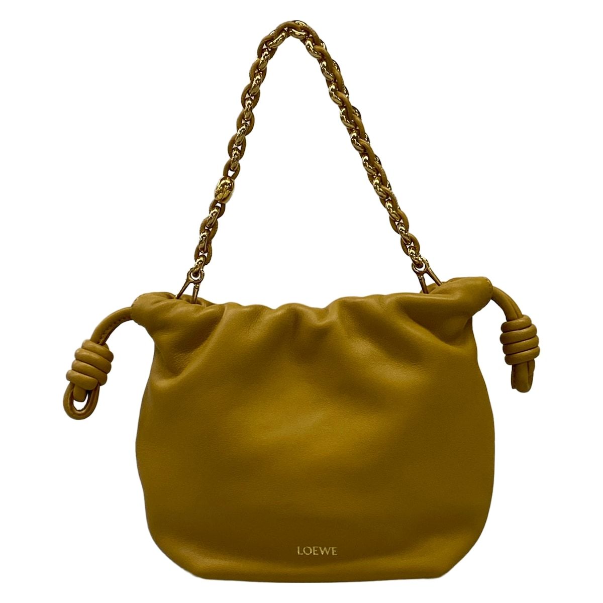 Loewe Flamenco Perth Mini Sahara Drawstring Mini Bag Chain Handle Lambskin
