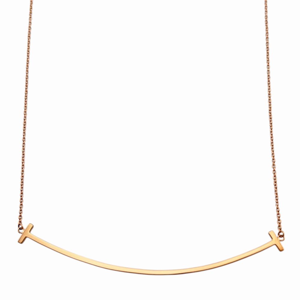 Tiffany & Co T Smile Necklace 18k Pink Gold