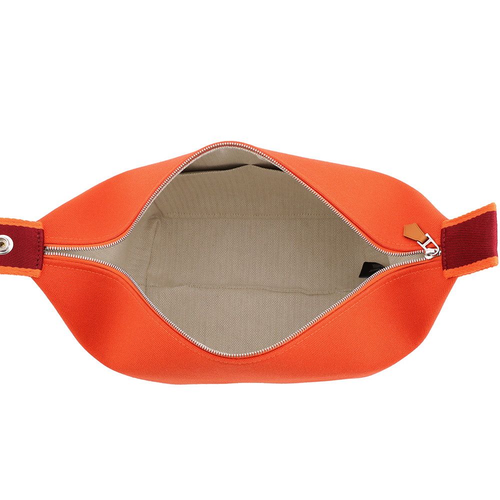 Hermes Pouch Bride-a-Brac GM Orange Fu Silver Canvas Case — view 5